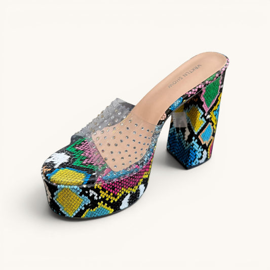 Zapato Tacon Multicolor y Color entero