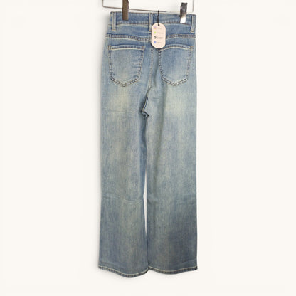 Pantalon Jean Azulino claro con manchas en crema