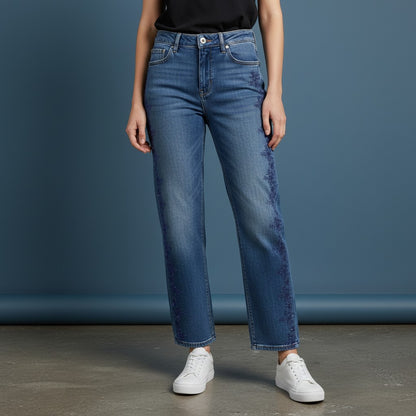 Pantalon Jeans con Detalle Lateral