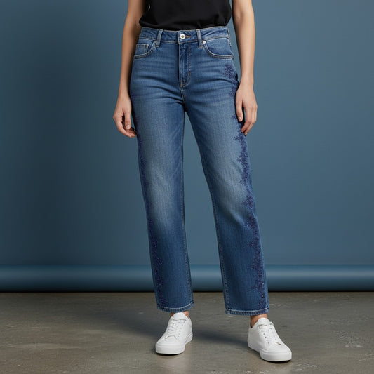 Pantalon Jeans con Detalle Lateral