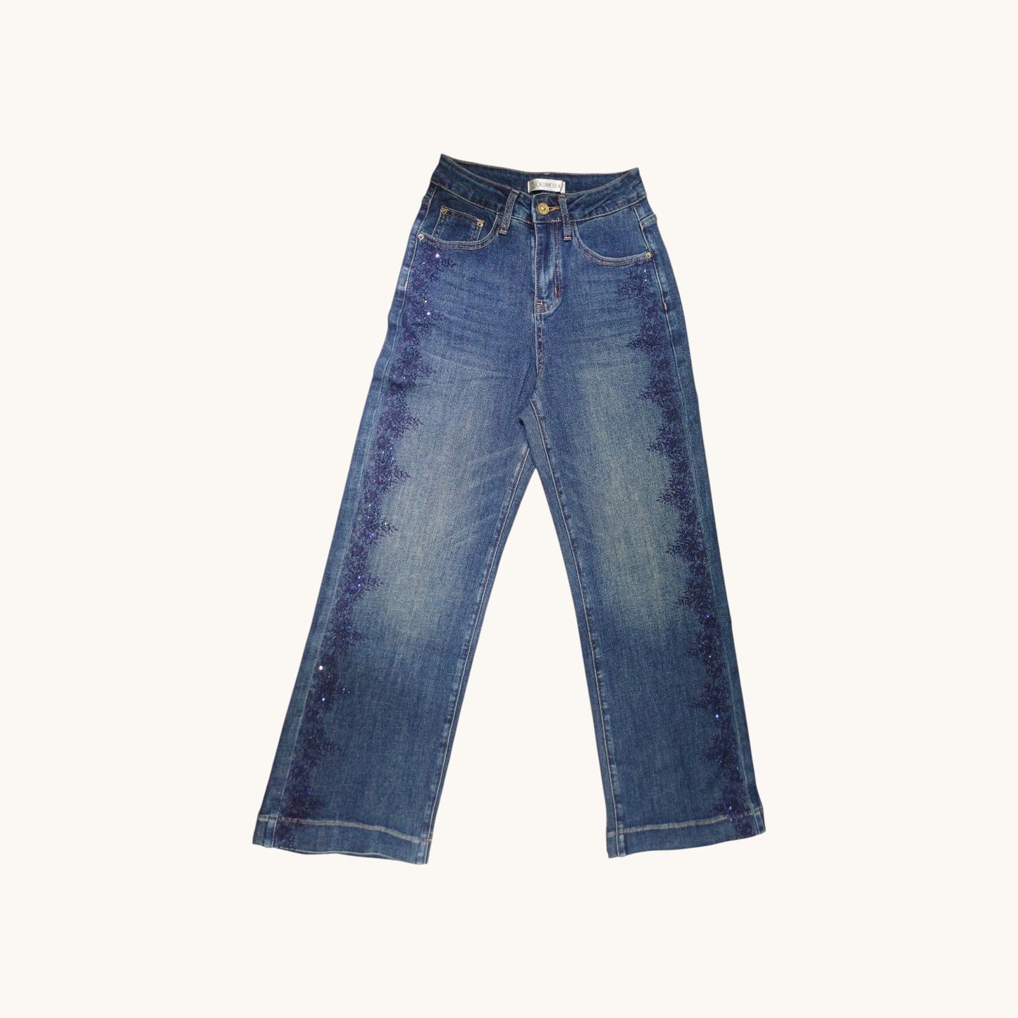 Pantalon Jeans con Detalle Lateral