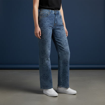 Pantalon Jean diseño rosas