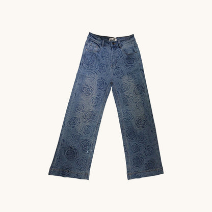Pantalon Jean diseño rosas