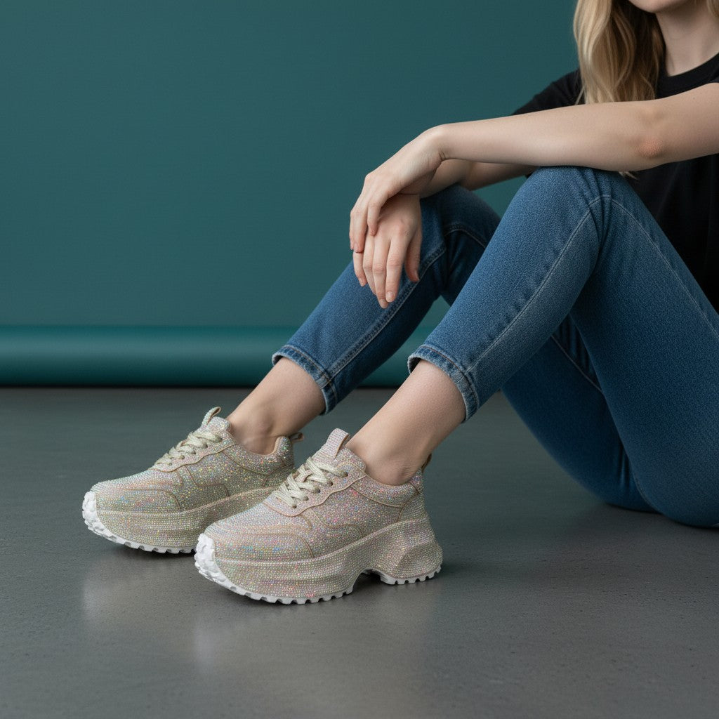 Zapatilla con Brillo y Plataforma